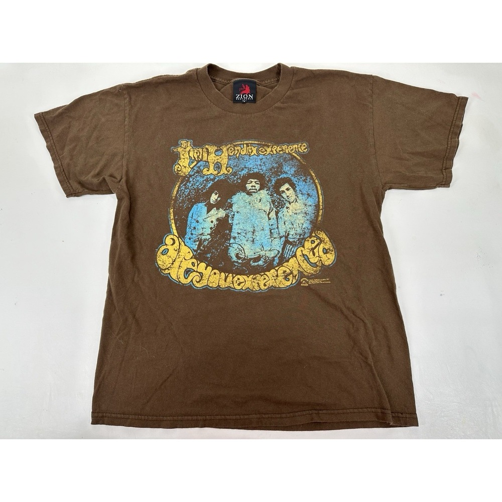 Jimi‎ Hendrix Zion Rootswear Vintage T-Shirt Mens L Brown Are You Experienced